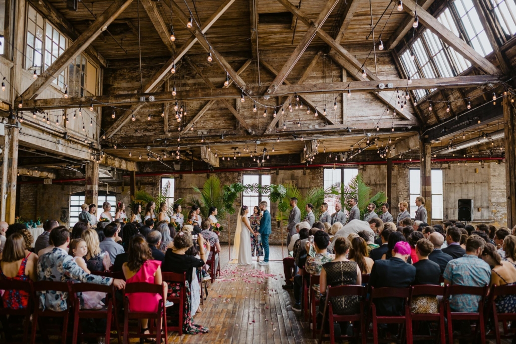 Greenpoint loft brooklyn wedding ceremony indoor